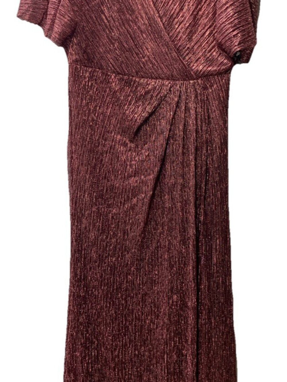 Adrianna Papell Metallic Blouson Gown Special Occasion Dress Burgundy Size 10
